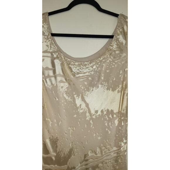 Capri Mon Cheri Silk Dress Sz 10 Ivory Tiered Burnout Wedding Old Money Luxury - Picture 3 of 16